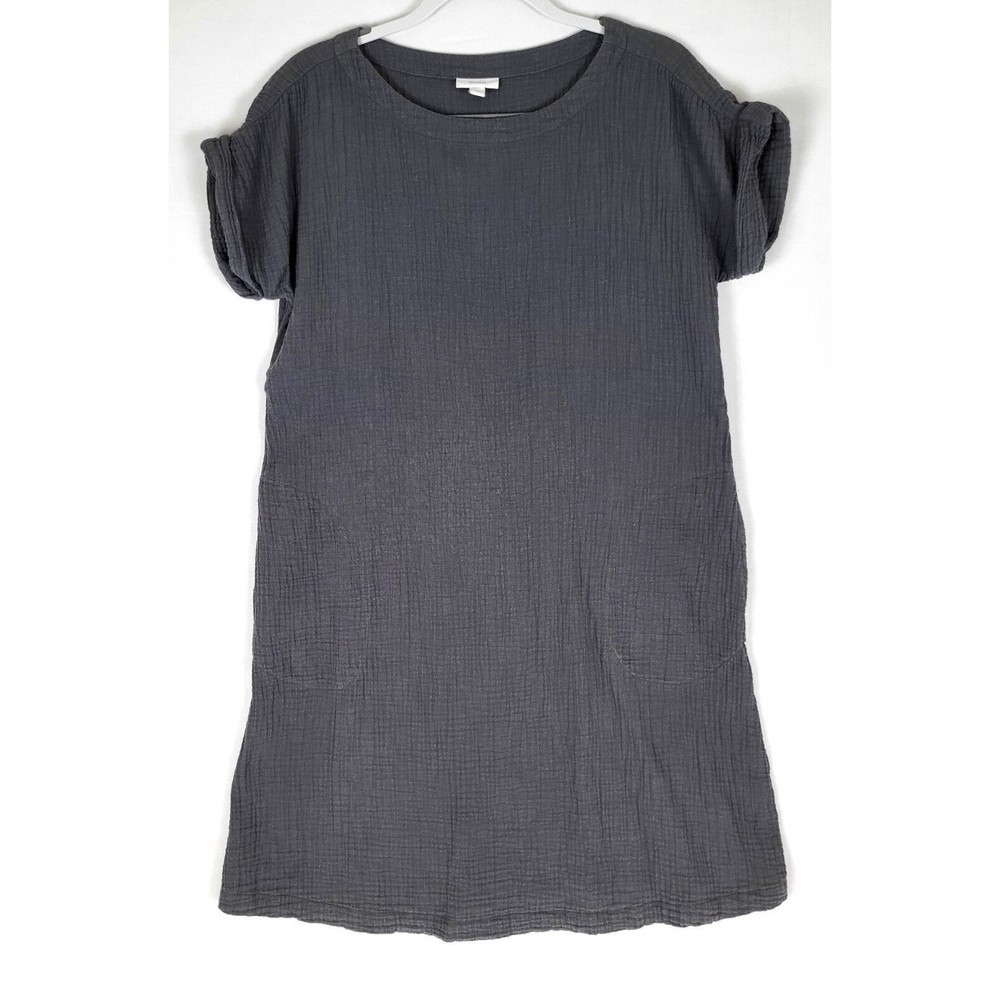 Pure Jill Organic Cotton Gauze Dress Gray XS Oversized